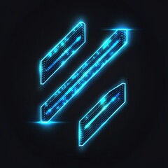 Poster - Futuristic blue glowing digital design element on a dark background, perfect for tech-themed projects.