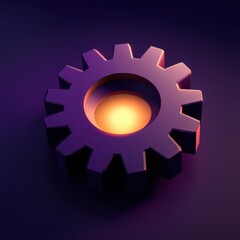Poster - A glowing purple gear icon, symbolizing technology and innovation.