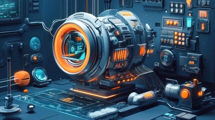 Poster - Futuristic Tech Device In A Sci Fi Laboratory Setting