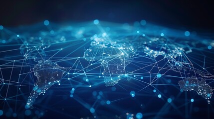 Poster - A digital representation of a global network, highlighting interconnected regions with glowing lines and nodes.