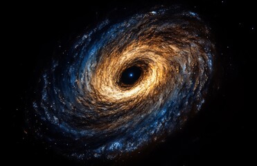 Fototapete - A spiral galaxy with a black hole at its center, with swirling gas and dust that forms the arms of the galaxy. The dark universe is visible in space.