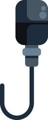 Poster - clip on lapel microphone with wire hanging down, isolated on white background