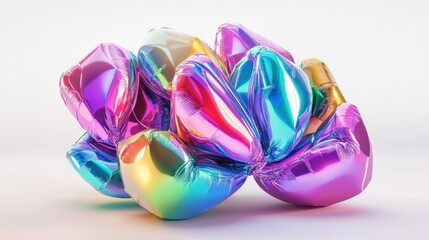 Poster - Iridescent Balloons Cluster Abstract Art Design