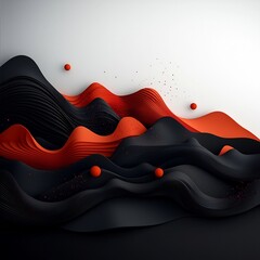 Poster - Ominous and dynamic 3D abstract landscape featuring a dramatic composition of swirling red shapes and particles
