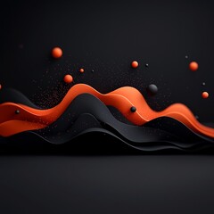 Poster - Captivating 3D mountainous mirage against a dramatic black backdrop with flickering red dots and elegant lines crafted with a bright white studio and digital rendering