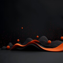 Poster - Captivating 3D mountainous mirage with flickering red dots and elegant lines crafting a mesmerizing moody and atmospheric digital landscape on a dark mysterious background  Striking