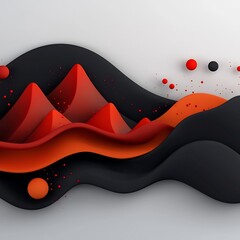 Poster - Mesmerizing Minimalist 3D Abstract Composition with Undulating Waves of Dots and Lines on a Dark Backdrop  Striking digital art with a pristine white background high rendering