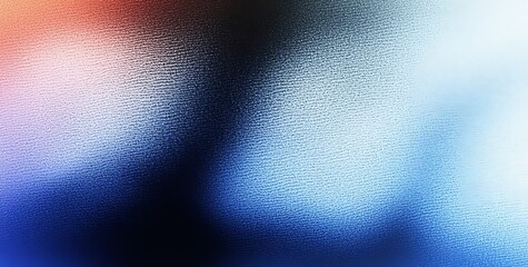 Fototapete - Waves of red, blue, and white fluid colors move across a black, grainy background, producing a neon noise texture on a large banner, leaving space for copy.