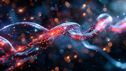 Poster - A vibrant, abstract representation of flowing energy with glowing strands and particles against a dark background.