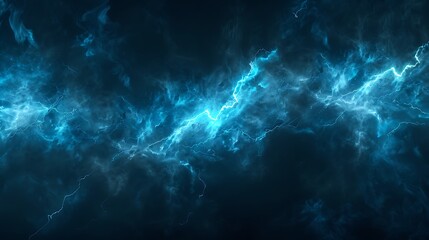 Poster - A dynamic, abstract representation of blue lightning amidst swirling clouds, evoking a sense of energy and movement.