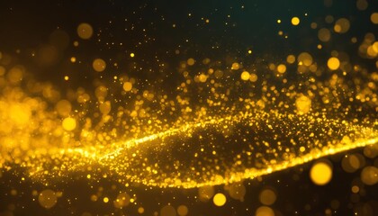 Poster - Yellow glow particle abstract bokeh background featuring a warm, radiant blend of soft golden light particles, shimmering orbs, and a dreamy ambiance for elegant, luminous, and captivating