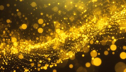 Poster - Abstract Yellow Glow Particle Bokeh Background with Soft Golden Light Effects, Floating Sparkles, and Elegant Blurred Highlights for Designs, Presentations, and Celebratory Visual Themes