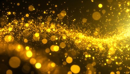 Poster - Mesmerizing yellow glow particle abstract bokeh background with shimmering light effects, perfect for elegant designs, creative projects, and dreamy digital or print applications.
