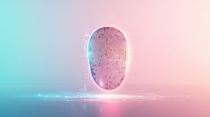 Poster - A vibrant, digital fingerprint glows against a colorful background, symbolizing identity and security in a technological world.
