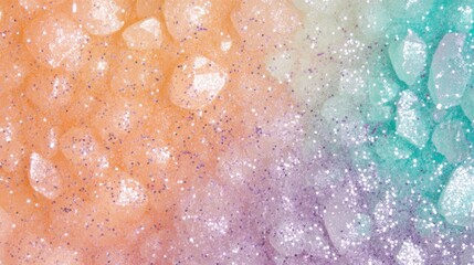 Wall Mural - Pastel Glitter Slime Texture Peach, Purple, Teal Sparkle