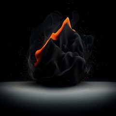 Poster - Captivating mirage of an eerie mountainous landscape set against a dark moody backdrop with elegant lines and flickering red dots creating a surreal digital fantasy scene
