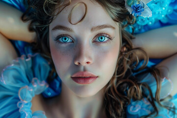 Wall Mural - portrait of gorgeous girl in surreal world created with generative ai