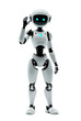 © viktorbuzmen - Modern robot shows a greeting gesture, isolated on a white background, bot stands in front