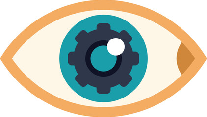 Poster - Human eye with a gear as the pupil is representing the concept of strategic vision