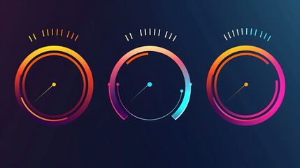 Poster - A vibrant graphic featuring three gauge dials with colorful gradients, likely for data visualization or dashboard design.