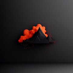 Poster - Captivating 3D mountainous mirage crafted with elegant lines  flickering red dots  and eerie black background  creating a mesmerizing  dreamlike