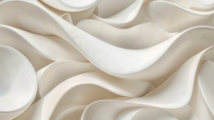 Aufkleber - Abstract white waves smooth flowing texture in soft tones
