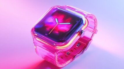 Poster - Pink Transparent Smartwatch With Neon Display