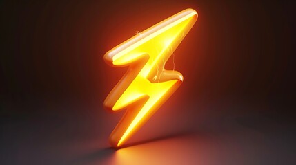 Poster - A glowing yellow lightning bolt symbol against a dark background, representing energy or power.