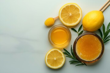 Wall Mural - Honey, Lemon, and Sugar Scrub Ingredients