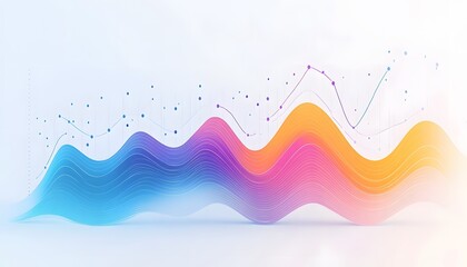 Poster - A vibrant wave of colorful graphs depicting data trends and analytics. The design showcases an intersection of modern style and digital information represented visually.