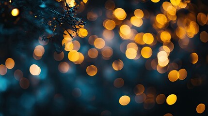 Leinwandbilder - Vibrant abstract background with golden and black bokeh lights create a captivating atmosphere. This photo of bokeh lights offers an enchanting feel with plenty of copy space.