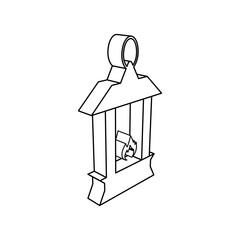 Poster - The outline of a large Christmas lantern is made with black lines. 3D view of the object in perspective. Vector illustration on white background
