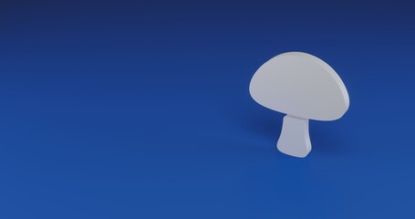 Poster - Isolated realistic white mushroom symbol with shadow. Located on the right side of the scene. 3d illustration on transparent background