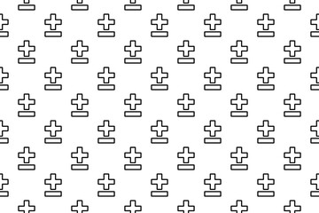 Poster - Seamless pattern completely filled with outlines of plus–minus signs. Elements are evenly spaced. Illustration on transparent background
