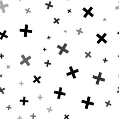 Poster - Seamless vector pattern with multiplication symbols, creating a creative monochrome background with rotated elements. Illustration on transparent background