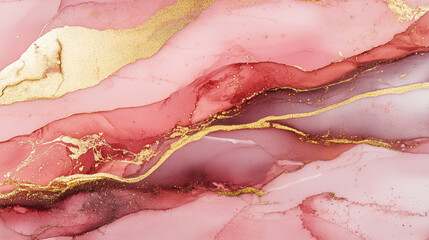 Poster - Elegant pink and gold abstract design featuring flowing shapes and textures