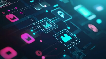 Futuristic Digital Interface  Network  Data  Technology  and Connections