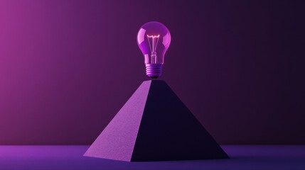 Poster - A glowing light bulb atop a purple pyramid, symbolizing creativity and learning in innovative training concepts