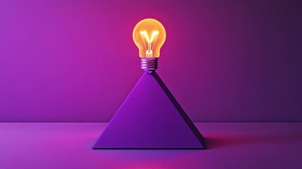 Poster - A glowing light bulb atop a purple pyramid, symbolizing creativity and learning in innovative training concepts