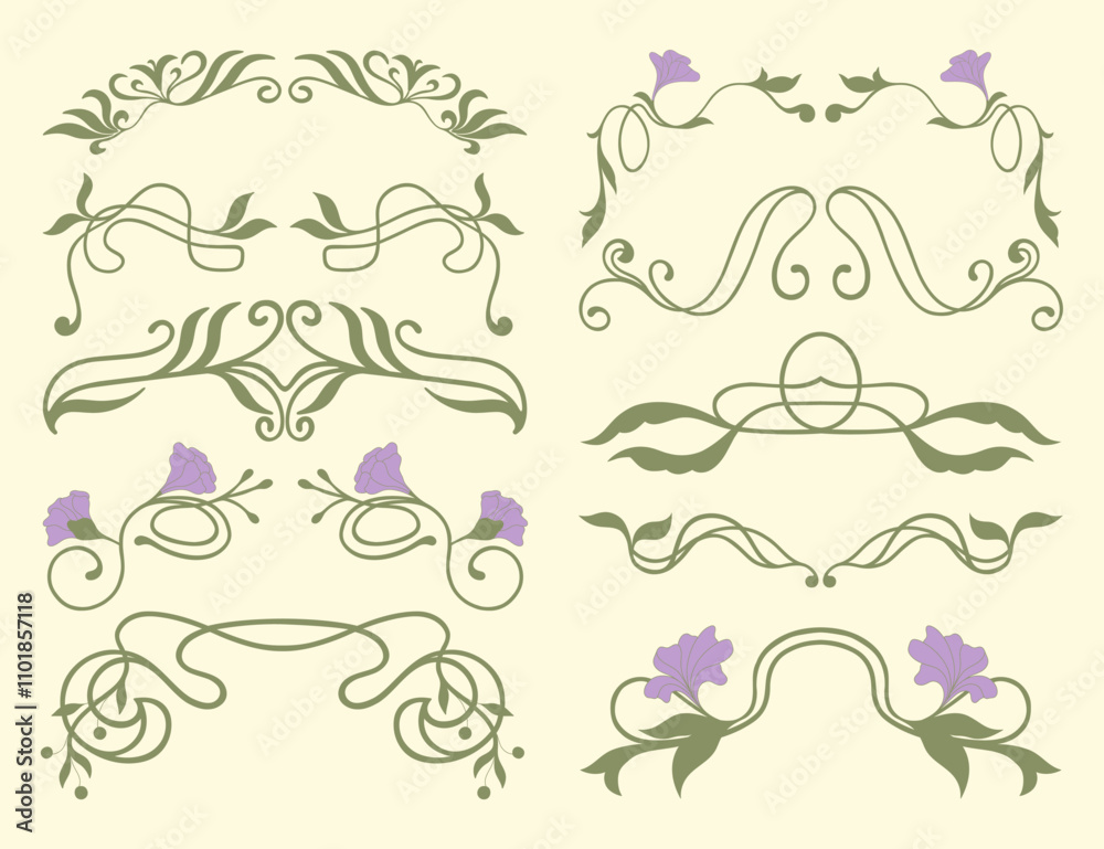 Decorative borders in Art Nouveau style. Vector. Stock Vector | Adobe Stock