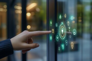 Aufkleber - The proximity card unlocks the door, and the security man uses the fingerprint reader to verify his identity or to check attendance for security.