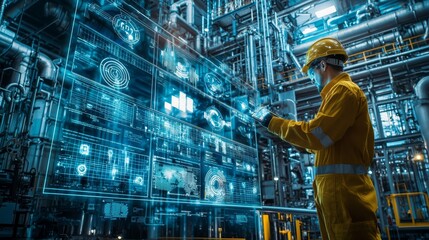 Poster - Industrial engineer using predictive maintenance interface based on AI.