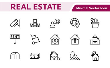 Poster - real estate icon set. a comprehensive collection of stylish and professional icons designed for the 