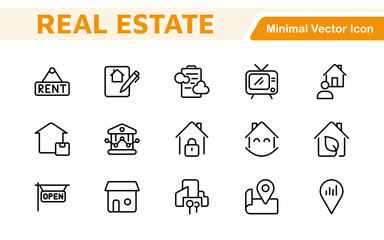 Poster - real estate icon set. a comprehensive collection of stylish and professional icons designed for the 