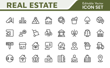 Poster - real estate icon set. a comprehensive collection of stylish and professional icons designed for the 