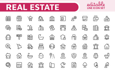 Poster - real estate icon set. a comprehensive collection of stylish and professional icons designed for the 