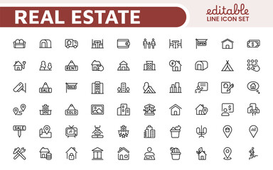 Poster - real estate icon set. a comprehensive collection of stylish and professional icons designed for the 