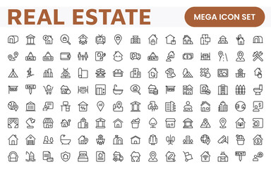 Poster - real estate icon set. a comprehensive collection of stylish and professional icons designed for the 
