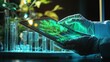 © Zaleman - An image of a glowing plant on a tablet depicts innovation and sustainability in biotechnology.
