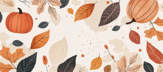 Poster - An autumn-inspired set of vertical social media backgrounds complete with pumpkins, berries, leaves, and fruits.